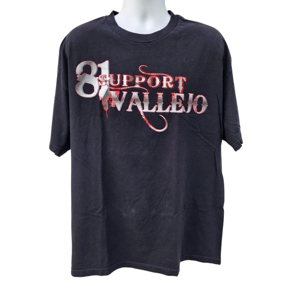 Support Vallejo 81 Graphic T-Shirt Mens 2XL Black Biker Motorcycle Cotton Tee